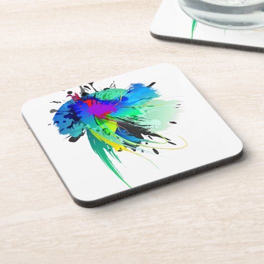 Abstracte Peacock Paint Spletters Onderzetter (Linkerzijde)