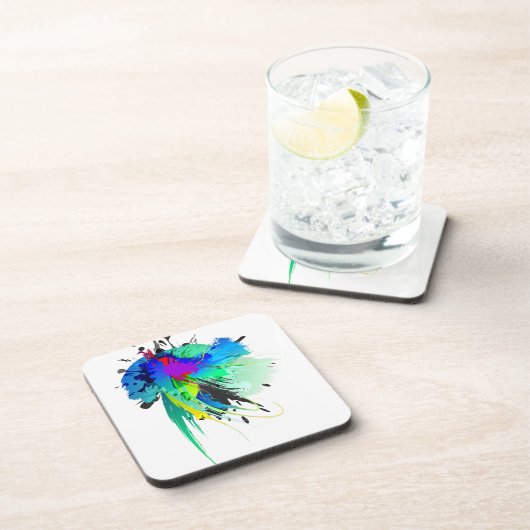 Abstracte Peacock Paint Spletters Onderzetter (Rechterzijde)