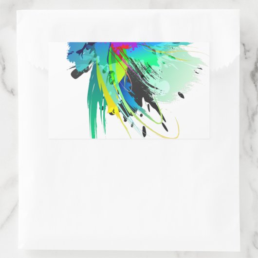 Abstracte Peacock Paint Spletters Rechthoekige Sticker (Tas)