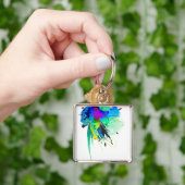 Abstracte Peacock Paint Spletters Sleutelhanger (Hand)