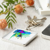 Abstracte Peacock Paint Spletters Sleutelhanger (Zijkant)