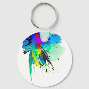 Abstracte Peacock Paint Spletters Sleutelhanger