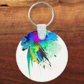 Abstracte Peacock Paint Spletters Sleutelhanger (Voorkant)