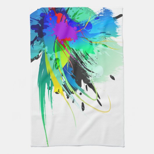 Abstracte Peacock Paint Spletters Theedoek (Verticaal)