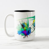 Abstracte Peacock Paint Spletters Tweekleurige Koffiemok (Links)