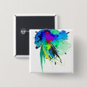 Abstracte Peacock Paint Spletters Vierkante Button 5,1 Cm (Voorkant /achterkant)