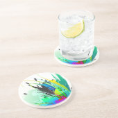 Abstracte Peacock Paint Spletters Zandsteen Onderzetter (Zijkant)