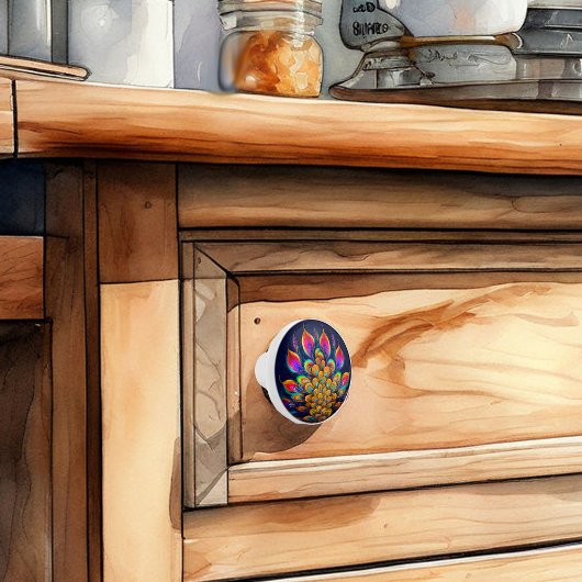 Abstracte Peacock Tail Keramische knop