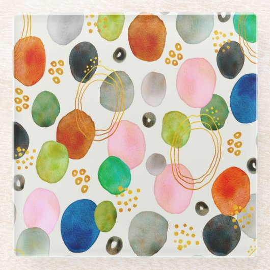 Abstracte pebble Gold Glitter Art Glazen Onderzetter (Voorkant)