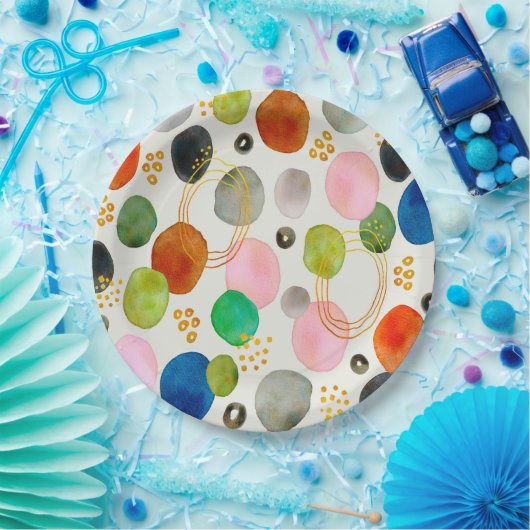 Abstracte pebble Gold Glitter Art Papieren Bordje (Feest)