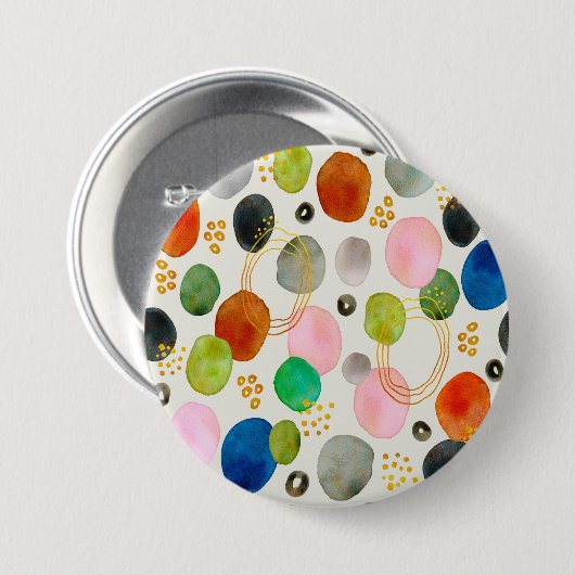 Abstracte pebble Gold Glitter Art Ronde Button 7,6 Cm (Voorkant /achterkant)