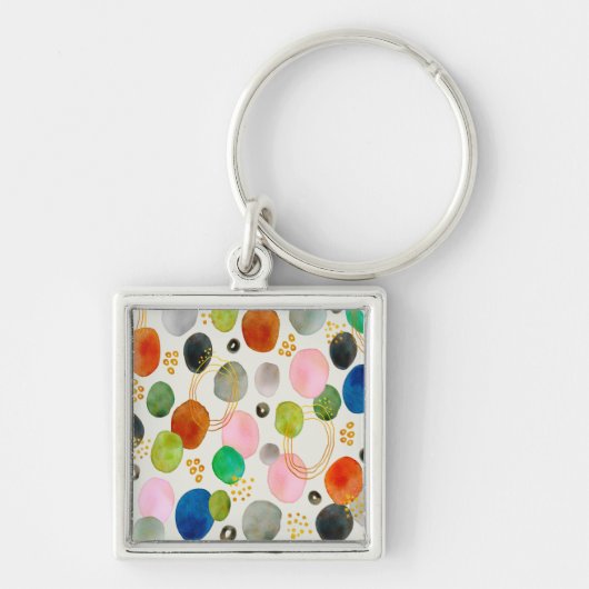 Abstracte pebble Gold Glitter Art Sleutelhanger (Voorkant)