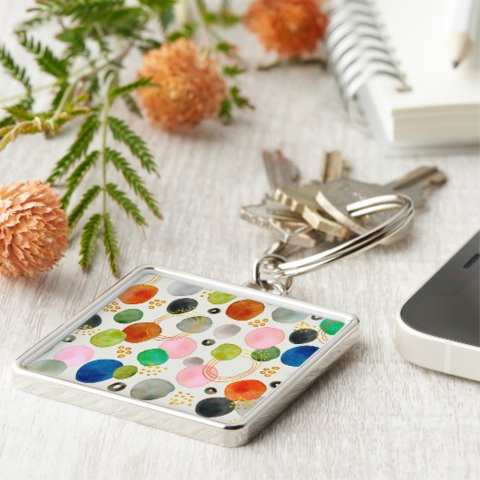 Abstracte pebble Gold Glitter Art Sleutelhanger (Zijkant)