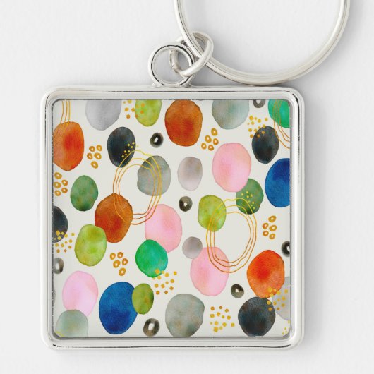 Abstracte pebble Gold Glitter Art Sleutelhanger (Voorkant)