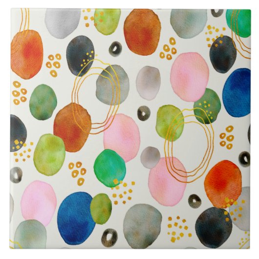 Abstracte pebble Gold Glitter Art Tegeltje (Voorkant)