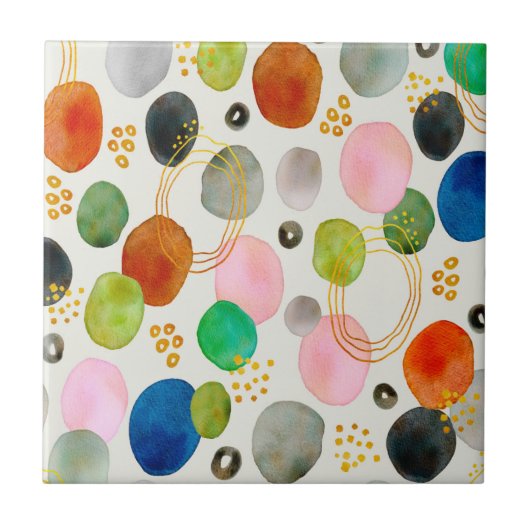 Abstracte pebble Gold Glitter Art Tegeltje (Voorkant)