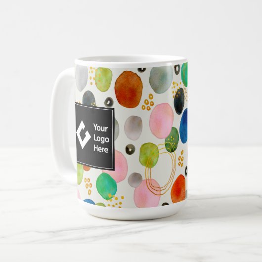 Abstracte Pebble Gold Glitter Art + Uw Logo Koffiemok (Voorkant links)