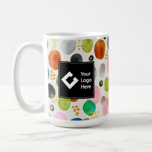 Abstracte Pebble Gold Glitter Art + Uw Logo Koffiemok (Links)