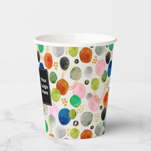 Abstracte Pebble Gold Glitter Art + Uw Logo Papieren Bekers (Links)