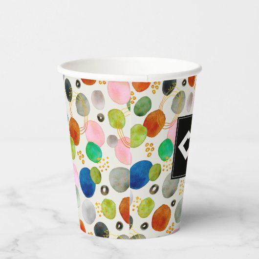 Abstracte Pebble Gold Glitter Art + Uw Logo Papieren Bekers (Rechts)