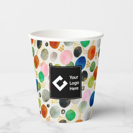 Abstracte Pebble Gold Glitter Art + Uw Logo Papieren Bekers (Voorkant)