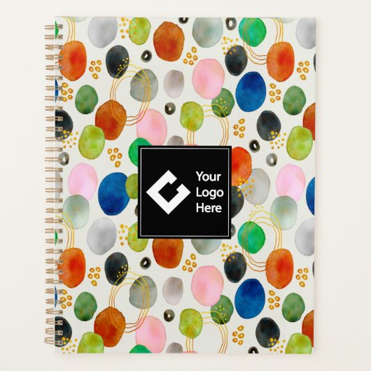 Abstracte Pebble Gold Glitter Art + Uw Logo Planner (Voorkant)