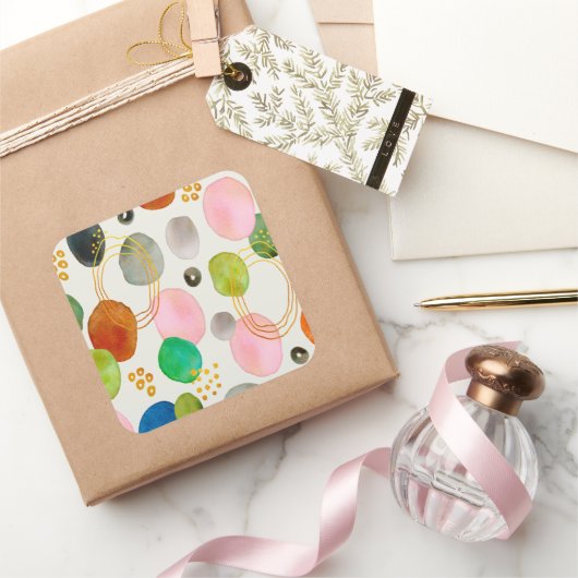 Abstracte pebble Gold Glitter Art Vierkante Sticker (Geschenken)