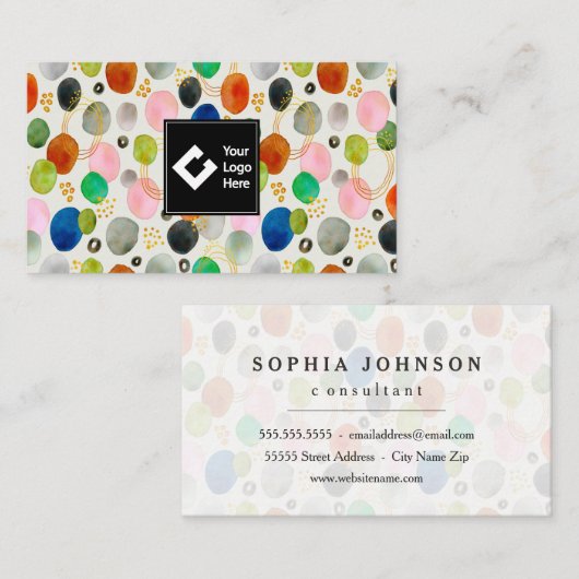 Abstracte pebble Gold Glitter Art Visitekaartje (Voorkant / Achterkant)