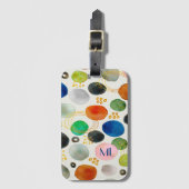 Abstracte Pebble Waterverf Art Monogram Bagagelabel (Voorkant (verticaal))