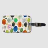 Abstracte Pebble Waterverf Art Monogram Bagagelabel (Voorkant (horizontaal))