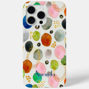 Abstracte Pebble Waterverf Art Naam of Monogram iPhone 15 Pro Max Hoesje