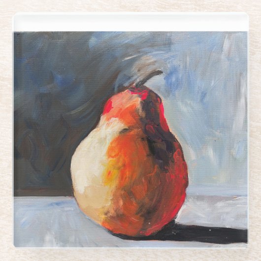 Abstracte peer glazen onderzetter (Voorkant)