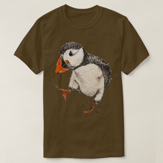 Abstracte pen en Waterverf Puffin T-shirt (Design voorkant)