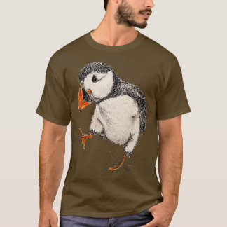 Abstracte pen en Waterverf Puffin T-shirt