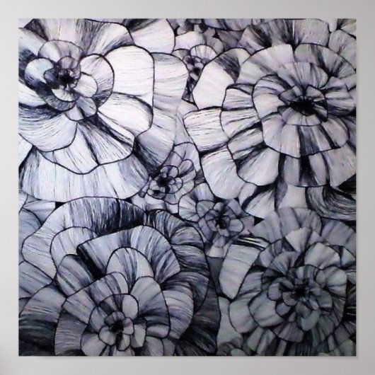 Abstracte pen Kunst van bloemen Poster (Voorkant)