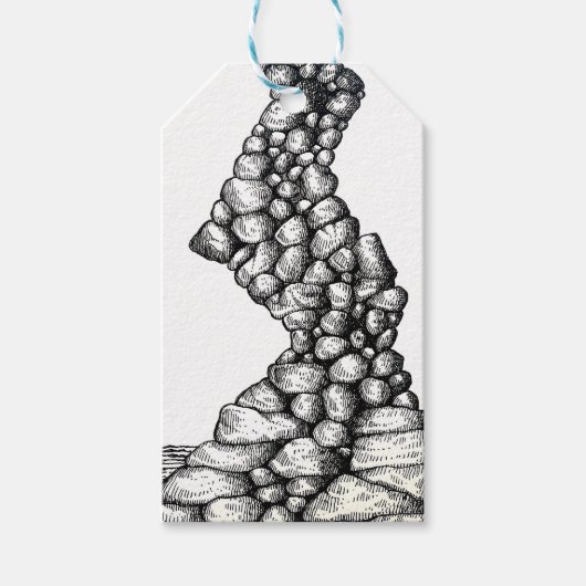 Abstracte pen schuine klippen rotsen tekening cadeaulabel (Voorkant)