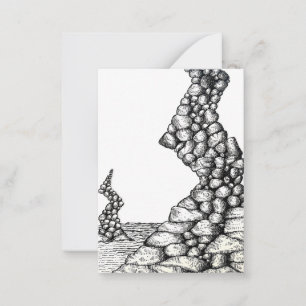 Abstracte pen schuine klippen rotsen tekening notitiekaartje