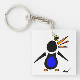Abstracte Penguin Square Acrylische Sleutelhanger