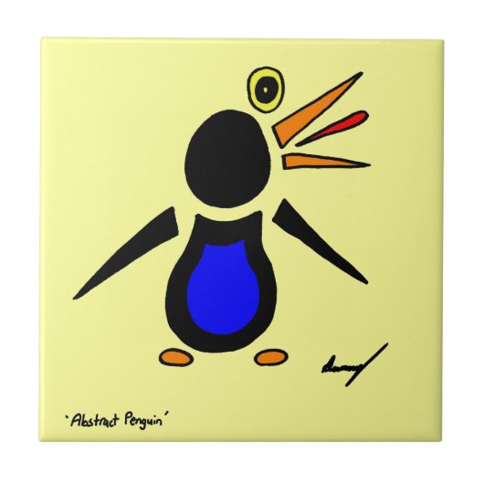 Abstracte Penguin Tile - Geel Tegeltje (Voorkant)