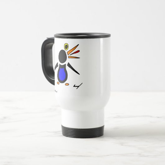 Abstracte Penguin Travel Mug Reisbeker (Voorkant links)