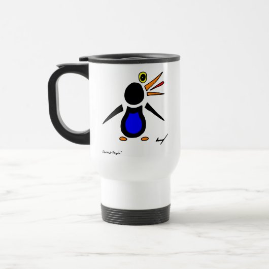 Abstracte Penguin Travel Mug Reisbeker (Links)
