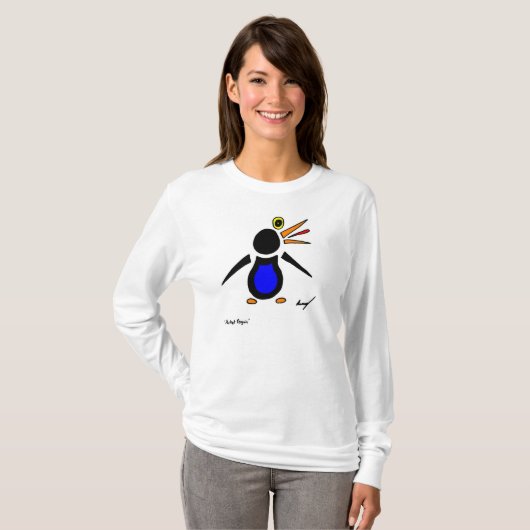 Abstracte Penguin Womens Long-Sleeve T-Shirt (Voorkant volledig)