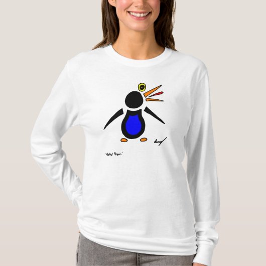 Abstracte Penguin Womens Long-Sleeve T-Shirt (Voorkant)
