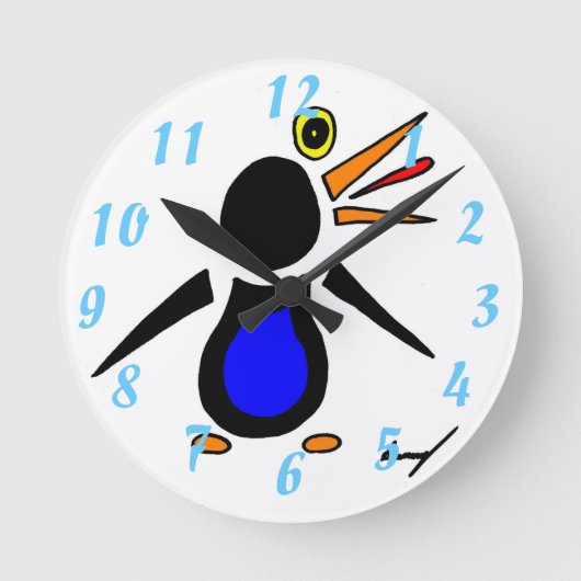 Abstracte Penguineklok Ronde Klok (Voorkant)