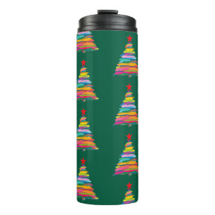Abstracte penseelboom thermosbeker