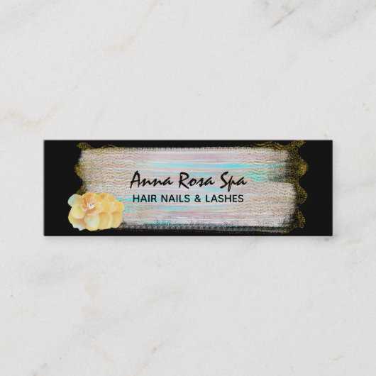 *~* Abstracte penseelspiegel Gold Glitter Stripe Mini Visitekaartje (Voorkant)