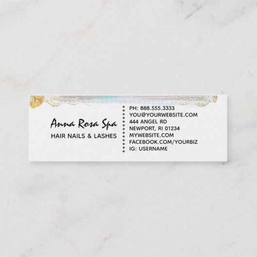 *~* Abstracte penseelspiegel Gold Glitter Stripe Mini Visitekaartje (Achterkant)