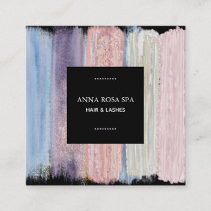 *~* Abstracte Penseelspiegel met stripe Gold Glitt Vierkante Visitekaartje