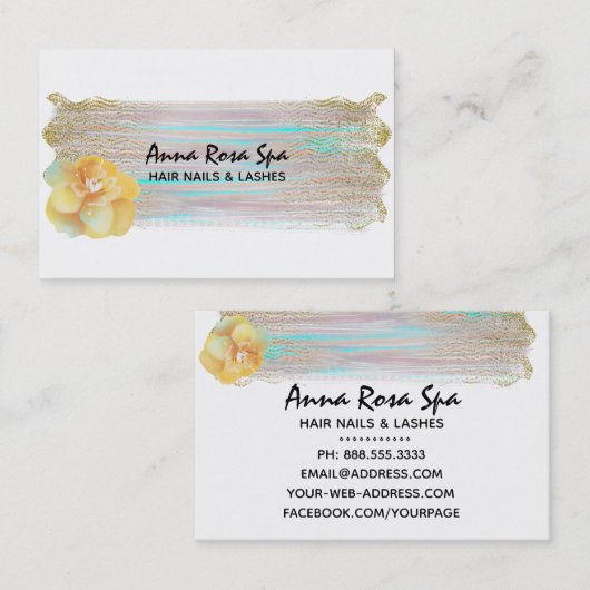 *~* Abstracte Penseelspiegel met stripe Gold Glitt Visitekaartje (Voorkant / Achterkant)