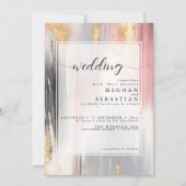 Abstracte penseelstreek Blush Goud Houtskool Kaart (Voorkant)